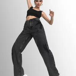 Bene Kleed Women Classic Straight Fit Pure Cotton Mildly Distressed Jeans-image-44