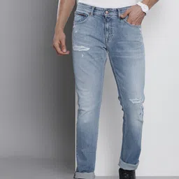 Tommy Hilfiger Men Blue Scanton Slim Fit Mid Rise Mildly Distressed Light Fade Jeans-image-16