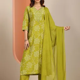 Libas Bandhani Printed Thread Work Straight Kurta With Trousers & Dupatta-image-34