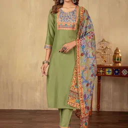 DRESOUL Women Ethnic Motifs Printed Regular Kurta with Trousers & With Dupatta-picture-33