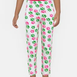 SINI MINI Girls White & Pink Printed Regular Fit Lounge Pants-picture-27