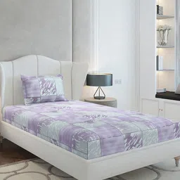 Monte Carlo Grey & Purple Geometric Cotton 104 TC Single Bedsheet Set-2.24 m x 1.52 m-picture-40