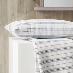 Layers Emaline White & Grey Striped Cotton 144 TC Single Bedsheet with 1 Pillow Cover-image-46