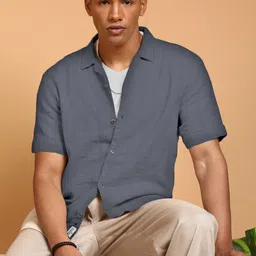 lsd Self Designed Stripe Textured Relaxed Fit Pure Cotton Shirts-picture-33