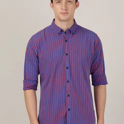 MERCHANT MARINE Men Blue Classic Slim Fit Checked Cotton Casual Shirt-image-29