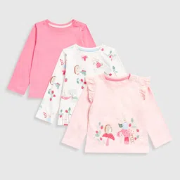 mothercare Girls Pack Of 3 Conversational Printed Cotton T-shirts-picture-22