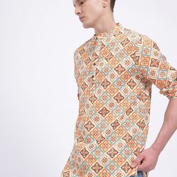 Anouk Rustic Ethnic Motifs Print Band Collar Roll-Up Sleeves Straight Kurta-picture-8