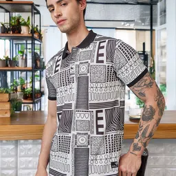 Status Quo Men Geometric Printed Polo Collar Regular Fit T-shirt-picture-19