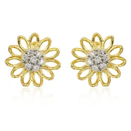 Estele Silver-Toned & Gold-Toned Two Tone Plated Floral Studs-picture-50