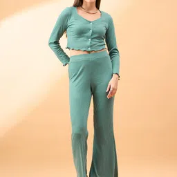 all about you Ribbed Pure Cotton Shirt With Trousers Co-Ords-picture-24