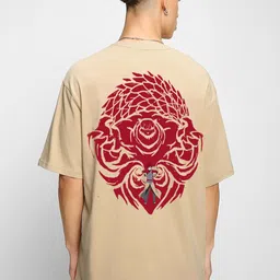 Crazymonk Unisex Gaara Anime Drop-Shoulder Sleeves Anime Oversized Cotton T-shirt-picture-31