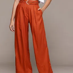 The Roadster Lifestyle Co. Women Super Wide Leg Pleated Trousers-image-39
