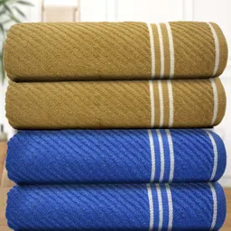 Athom Living Beige & Blue 4 Pieces Cotton 380 GSM Bath Towels-picture-26