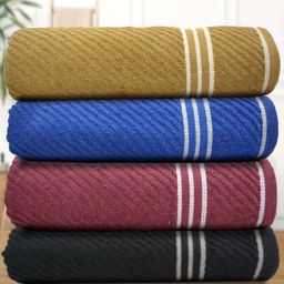 Athom Living Beige Pink 4 Pieces 380 GSM Striped Bath Towels-picture-20