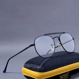 RESIST EYEWEAR Unisex Clear Lens & Black Rectangle Sunglasses with UV Protected Lens-picture-13