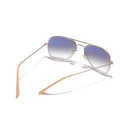 RESIST EYEWEAR Unisex Blue Lens & Gold-Toned Aviator Sunglasses with UV Protected Lens image 4
