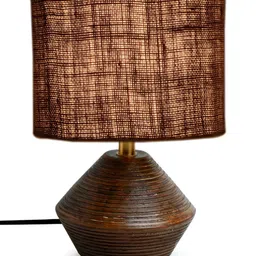 Devansh Grey Wooden Contemporary Cylindrical Shaped Table Lamp image 4
