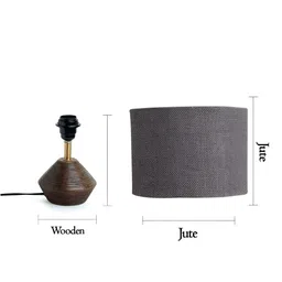 Devansh Grey Wooden Contemporary Cylindrical Shaped Table Lamp image 2