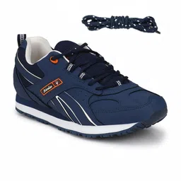 HIROLAS Men Navy Blue & White Synthetic Running Shoes image 2