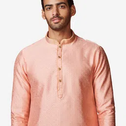 Manyavar Men Peach-Coloured Ethnic Motifs Kurta with Pyjamas image 2