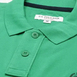 u.s. polo assn. U S Polo Assn Men Green Polo Collar Slim Fit Pure Cotton T-shirt image 5