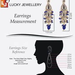 LUCKY JEWELLERY Gold-Plated Leaf Shaped Kundan Chandbalis image 4