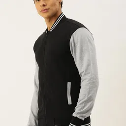 Campus Sutra Men Black Windcheater Varsity Jacket image 2
