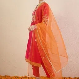 Indo Era Women Ethnic Motifs Embroidered Kurta with Trousers & Dupatta image 2