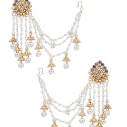 Sukkhi Gold-Plated Contemporary Chained Jhumkas Earrings image 3