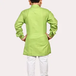 Superminis Boys Green Regular Pure Cotton Kurta with Pyjamas image 5