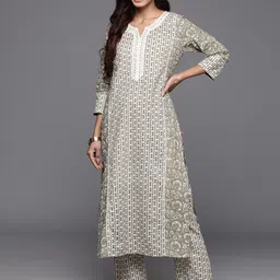 Varanga Floral Printed Pure Cotton Anarkali Kurta with Trousers-picture-32