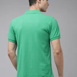 u.s. polo assn. U S Polo Assn Men Green Polo Collar Slim Fit Pure Cotton T-shirt image 4