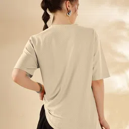 HELLCAT Women Pack of 2 Self Design Round Neck Oversized T-shirts image 3