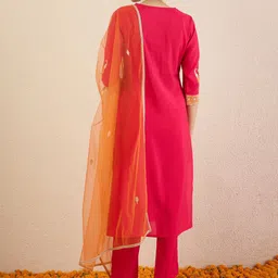 Indo Era Women Ethnic Motifs Embroidered Kurta with Trousers & Dupatta image 3