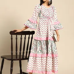 RANGMAYEE Ethnic Motifs Layered A-Line Maxi Ethnic Dress image 3