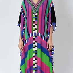 First Resort by Ramola Bachchan Geometric Print Crepe Maxi Dress image 5