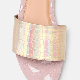 CORSICA Women Animal Textured Iridescent Effect Open Toe Flats image 5