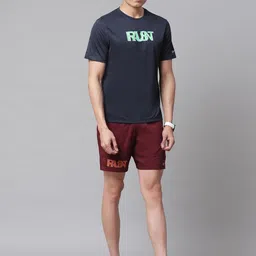 Reebok Men Navy Blue & Green Solid Run Essentials Graphic T-shirt image 3