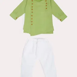Superminis Boys Green Regular Pure Cotton Kurta with Pyjamas image 2
