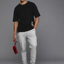 HRX by Hrithik Roshan Men Printed Oversized Drop-Shoulder Sleeves Pure Cotton T-shirt image 2