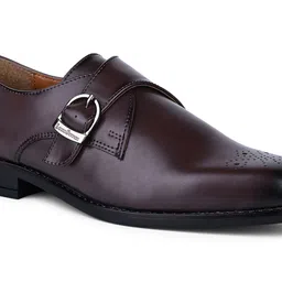 LOUIS STITCH Men Rosewood Formal Slip-On Monk Shoes image 5
