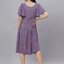 Mammas Maternity Floral Printed Maternity Fit & Flare Dress image 4