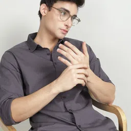 The Indian Garage Co Men Grey Comfort Regular Fit Cotton Casual Shirt-picture-39