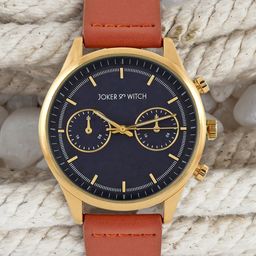 JOKER & WITCH Men Blue Embellished Dial & Brown Leather Straps Analogue Watch-picture-18