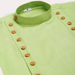 Superminis Boys Green Regular Pure Cotton Kurta with Pyjamas image 3