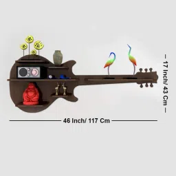 vibecrafts Guitar Backlit Walnut Wood Wall Shelf image 5