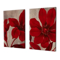 art street Floral Red Synthetic Wood (Set of 2) Art Panels image 2