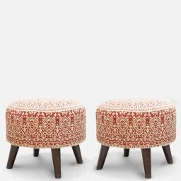 nestroots Mandala Fabric Foot Stool In Red Color Set Of 2 image 4