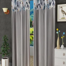 Homefab India Grey Set of 2 Floral Long Door Curtain-picture-28