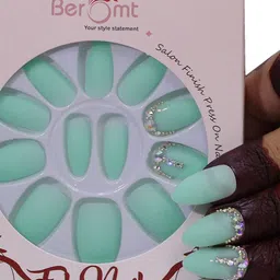 BEROMT Salon Finish Bridal & Party Press-On False Nail Tips Kit - Shade 666 image 1